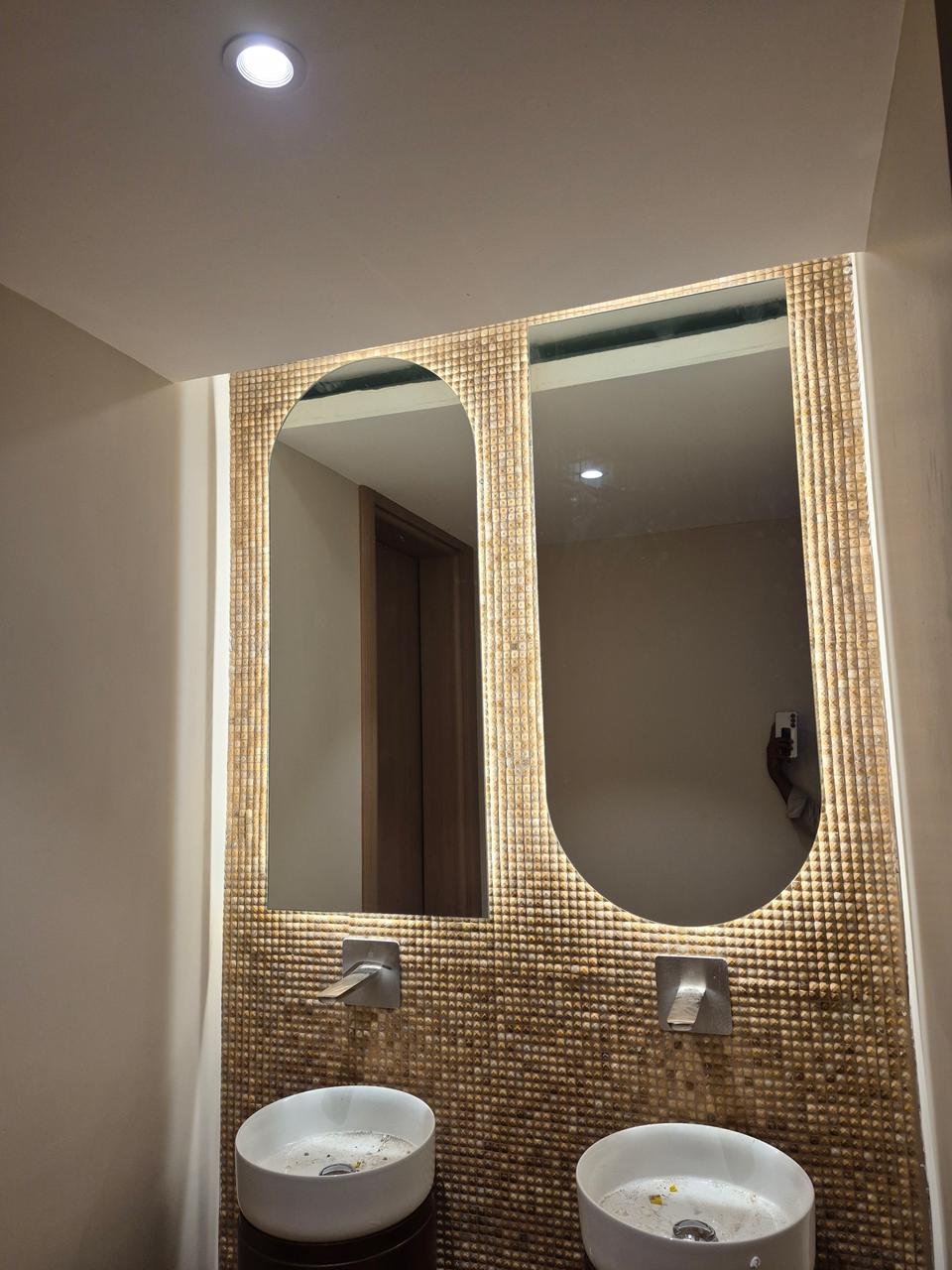 Black-framed walk-in shower screen